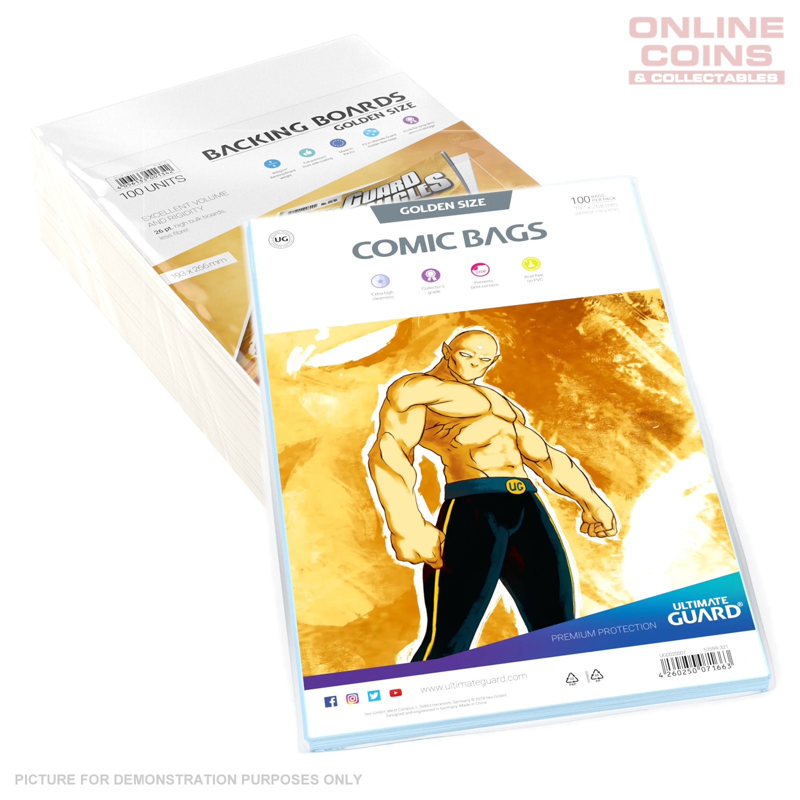 COMIC COMBO - ULTIMATE GUARD - Standard GOLDEN Size Comic Bags & Backing Boards x 100